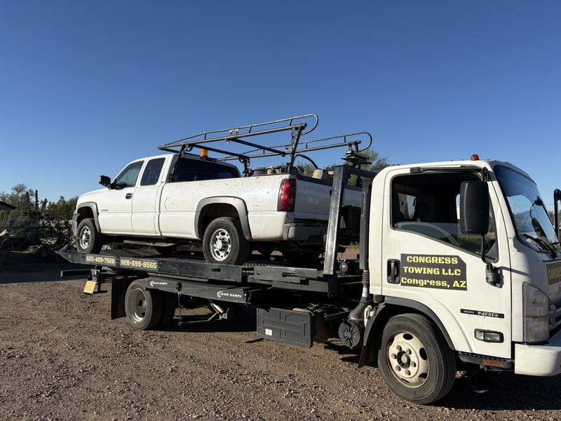 Work truck moved on the flatbed