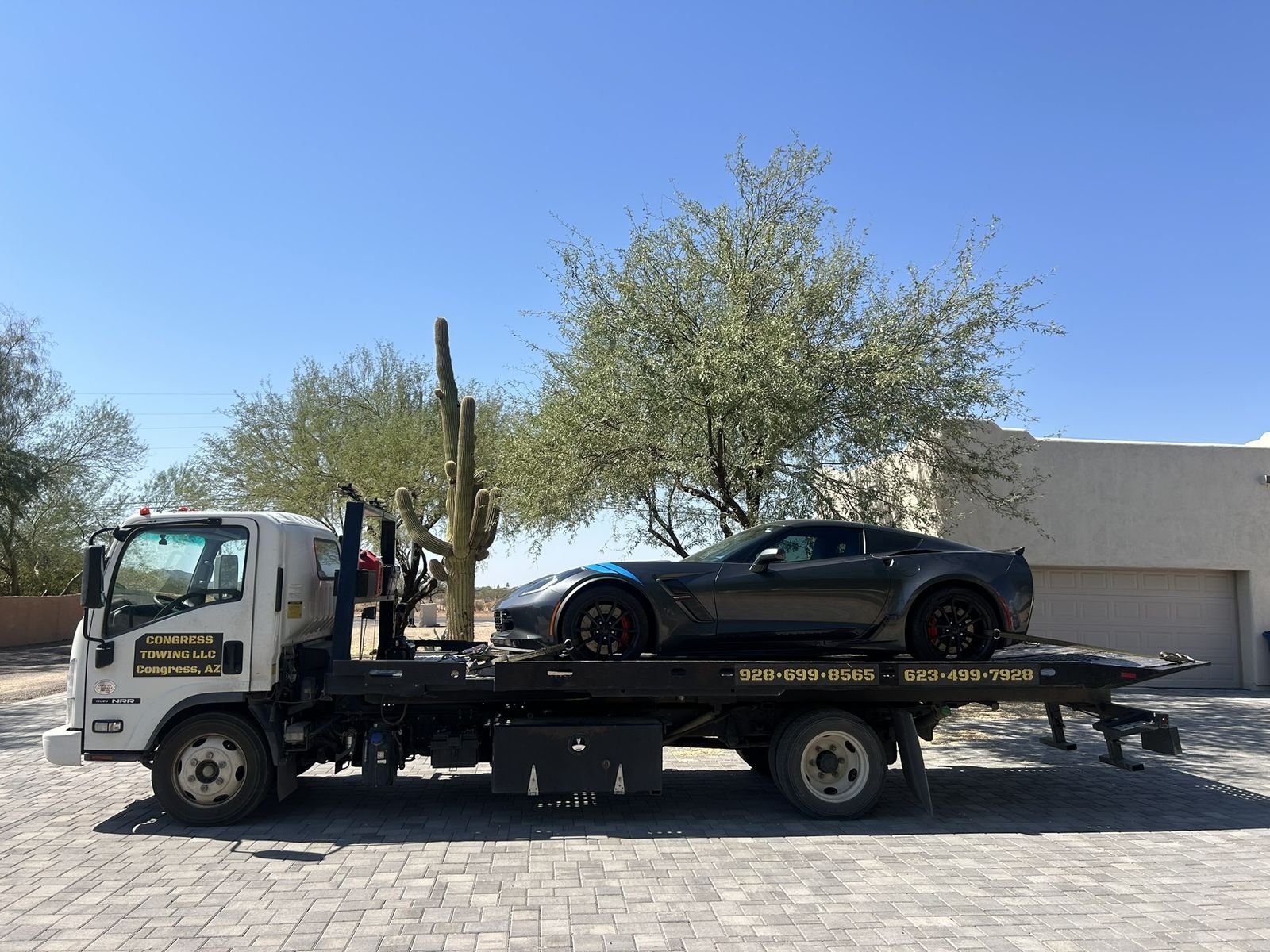 Collector car loaded soft-strap on the flatbed