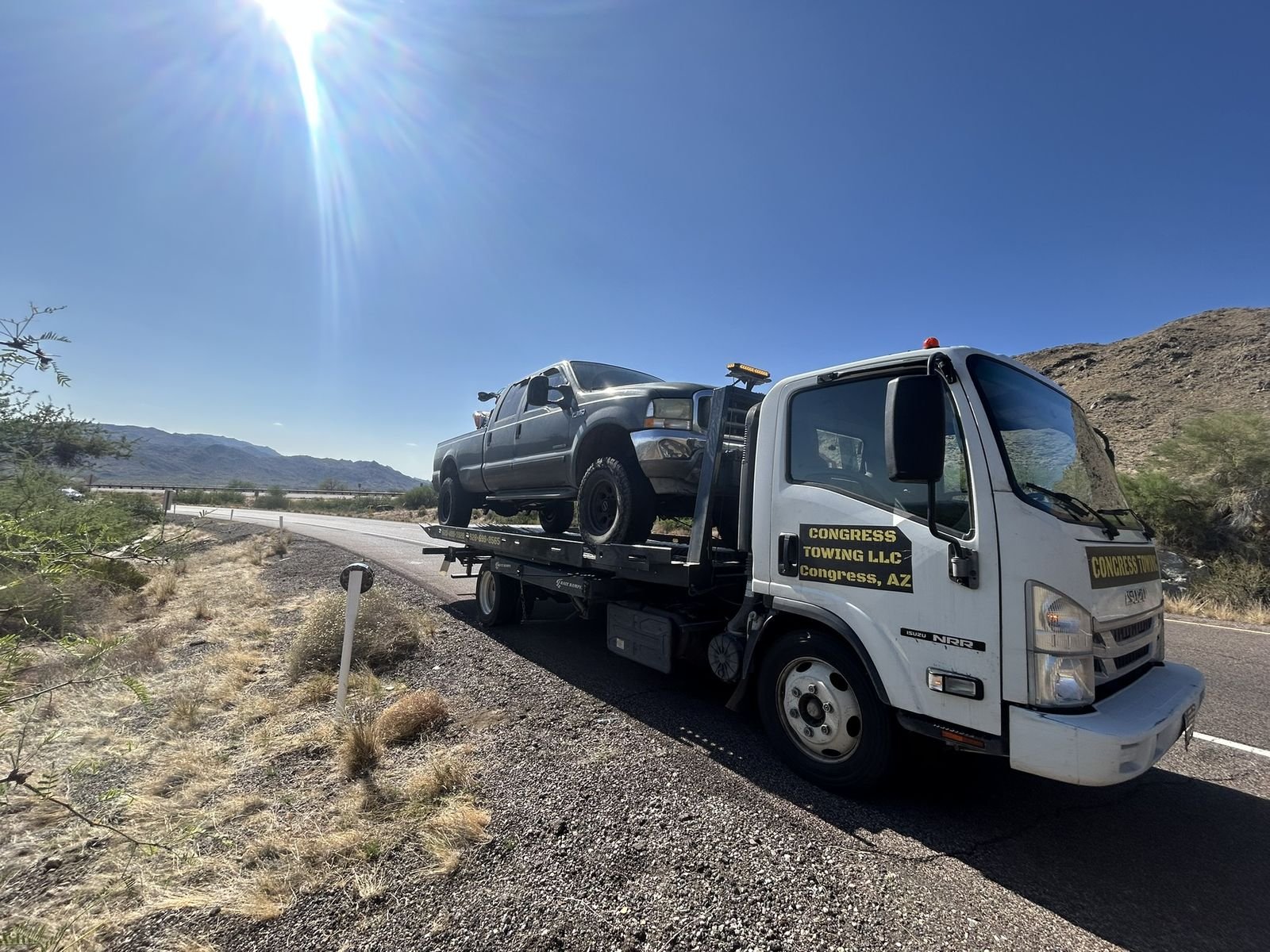 Ford Super Duty recovered on the highway